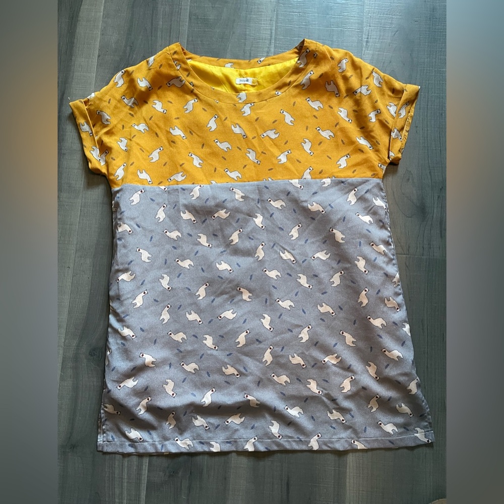 Tulip Yellow and Gray Alpaca Print dress